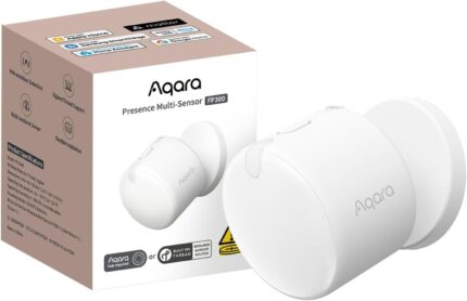 חיישן נוכחות רב־חיישני Aqara FP300 לצד אריזת המוצר