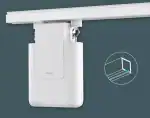 מנוע וילון Aqara E1 מותקן על מסילת U, עם תרשים חתך המסילה
