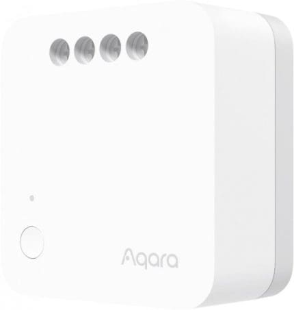 מודול חכם למפסק Aqara T1 ללא קו אפס - מבט בזווית עם ארבעת החיבורים