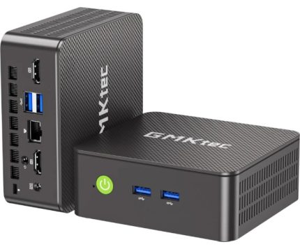 מחשב הבקרה GMKtec NucBox G3 Pro משני צדדיו - חזית עם USB ואחור עם יציאות הרשת והתצוגה
