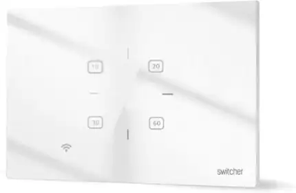 מתג חכם Switcher Heater בזכוכית מגע חלבית לבנה עם לחצני טיימר